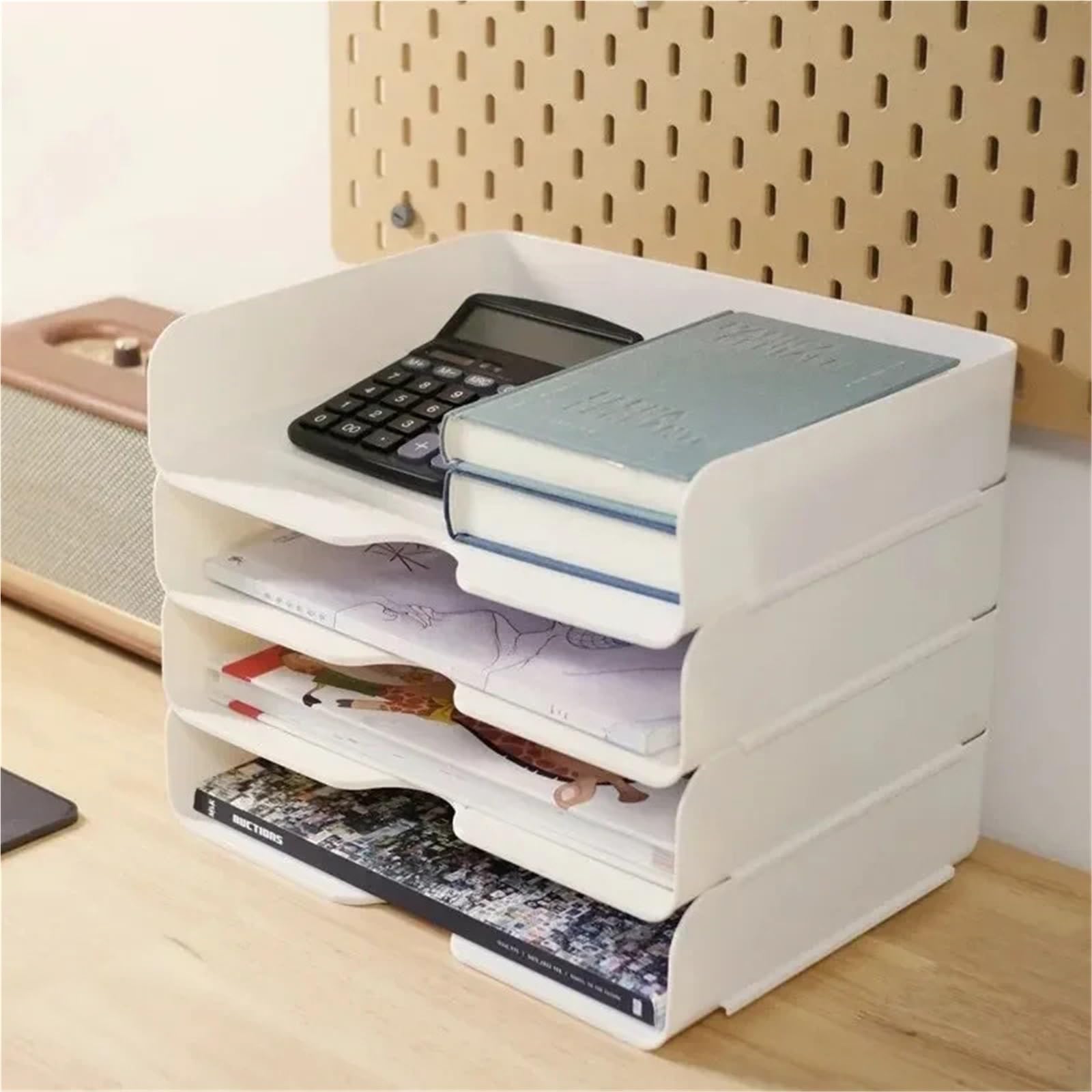 Bandeja Para Cartas Bandeja de cartas de estilo Simple, caja de almacenamiento resistente, apilable, organizador de bandeja de documentos de escritorio, archivo Horizontal de tamaño A4 Para Documentos