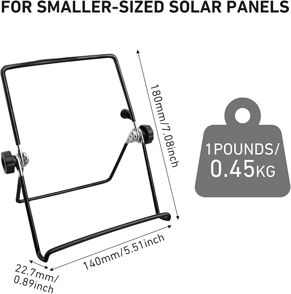 2Pcs Solar Panel Stand, Foldable Adjustable Metal Mounting Bracket Fit For Most Size Solar Panels, 180X140mm Solars Installation Hardware, Black Supporter Holder(L)