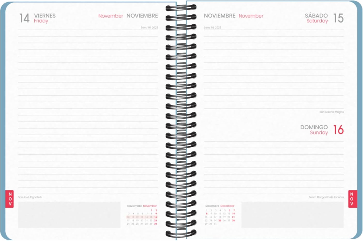 Dohe - School Planner 2025 2026 - One Day to a Page, Size A5 (15 x 21 cm), Spanish and English, September to June, Double Spiral Binding and Elastic Band, Flexible Cover, 4 Sticker Pages - GRAMMAR