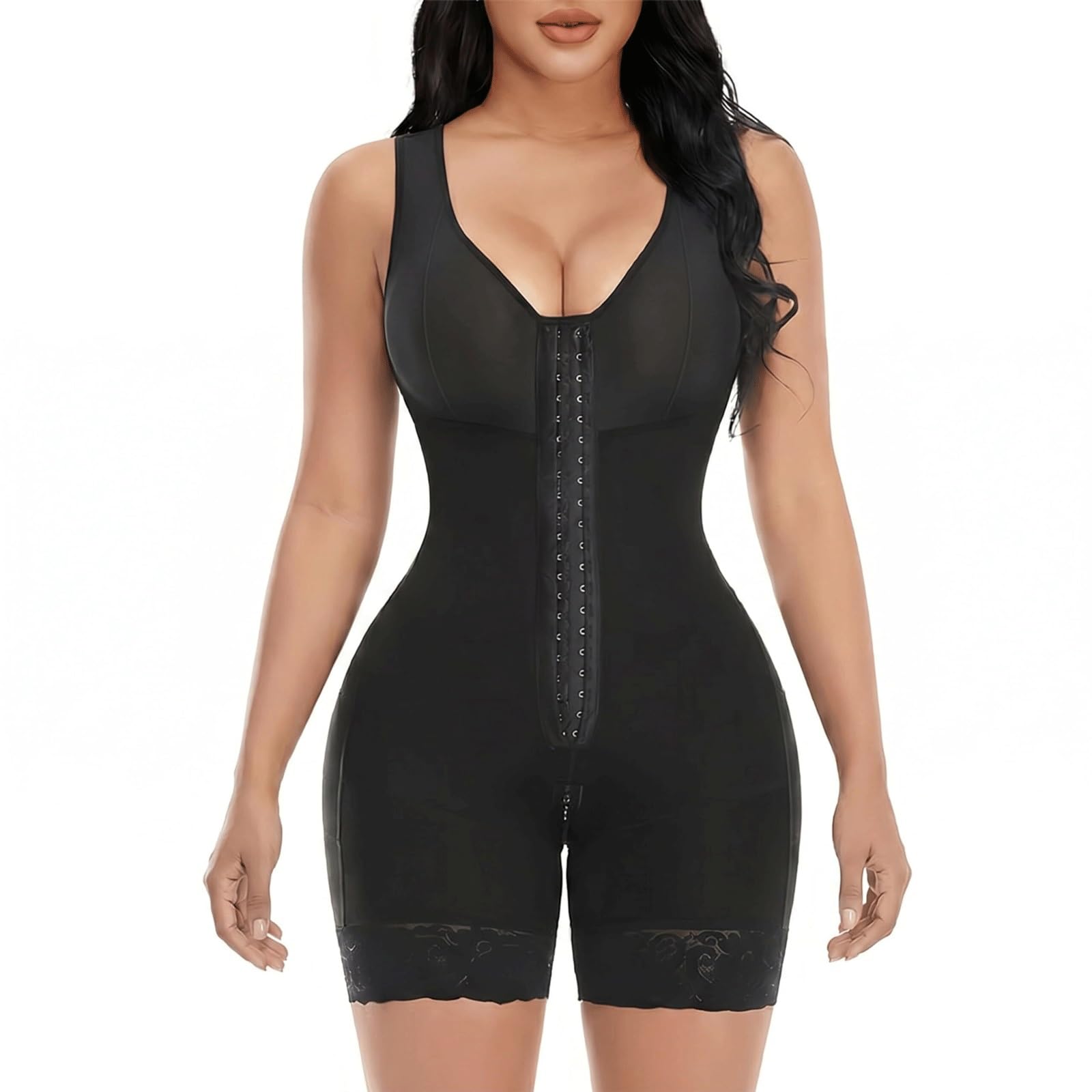 Rieort Lifter Shapewear Body Shaper for Women with Hooks Closure Tummy Control Underwear Enhancer Bodysuit Butt Panties Slimming Girdle(Nero,2X-Large)