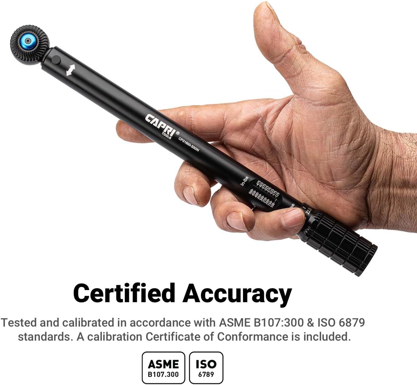 The Capri Tools 3/8 in. Drive Mini Torque Wrench, 100-500 in. lbs.