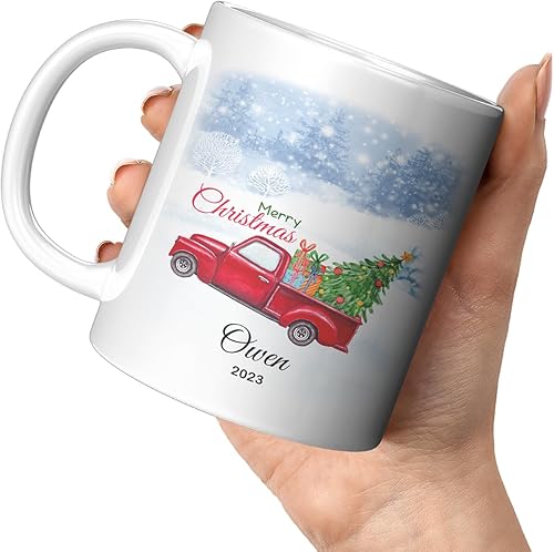 Miniatura 88 de Yeh Gift Tazas de Navidad personalizadas. Taza de café personalizada con tu nombre y nombre de miembro de la familia. Regalos familiares para Ver
