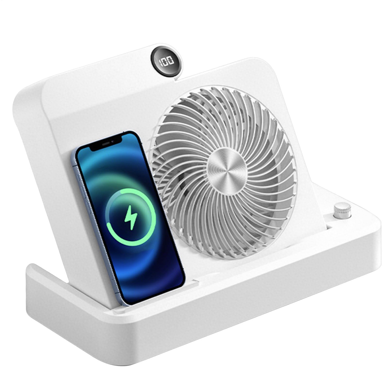 Ventilateur de bureau contre la chaleur au travail avec chargeur sans fil