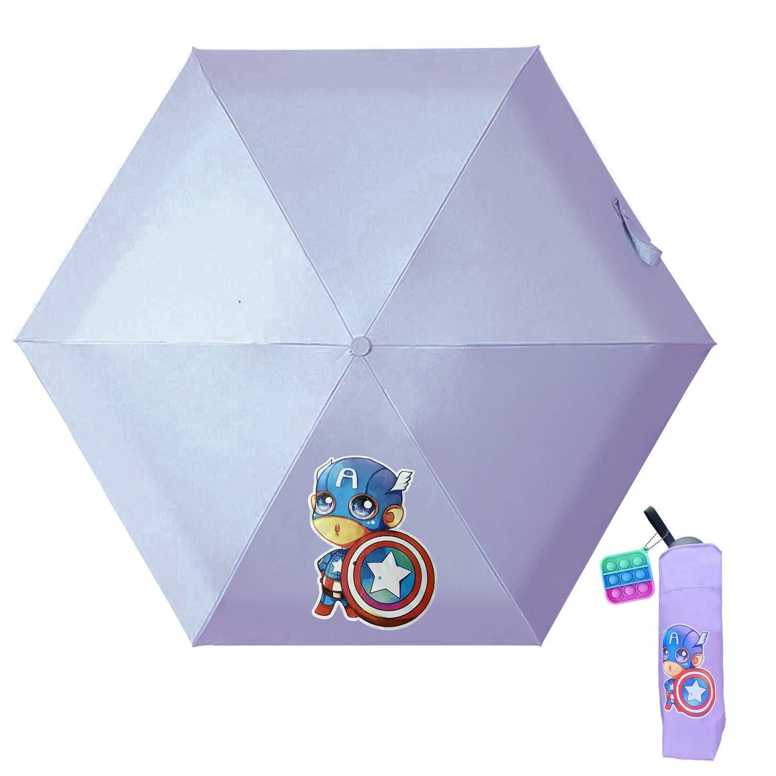 Jesokiibo Cartoon style mini Travel sun&rain Umbrella - Lightweight Compact Parasol Umbrellas with 95% UV Protection for M...