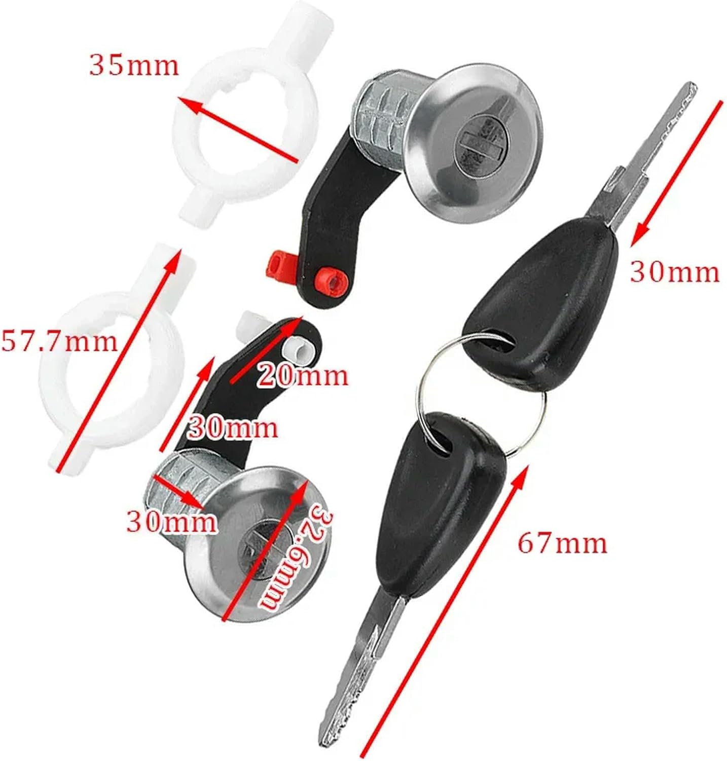 7701470944 7701470945 Front Left + Right Zinc Alloy Lock Car Door Cylinder Barrel with 2 Keys for Renault Master Mk2 Clio Master 1998-2009