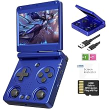 Anbernic RG34XXSP Retro Handheld Game Console Linux 3.4 inch IPS Screen 720*480 5000+ Classic Games 64G Card RG 34XXSP 3300mAh Battery Compatible with WiFi HDMI Bluetooth Blue