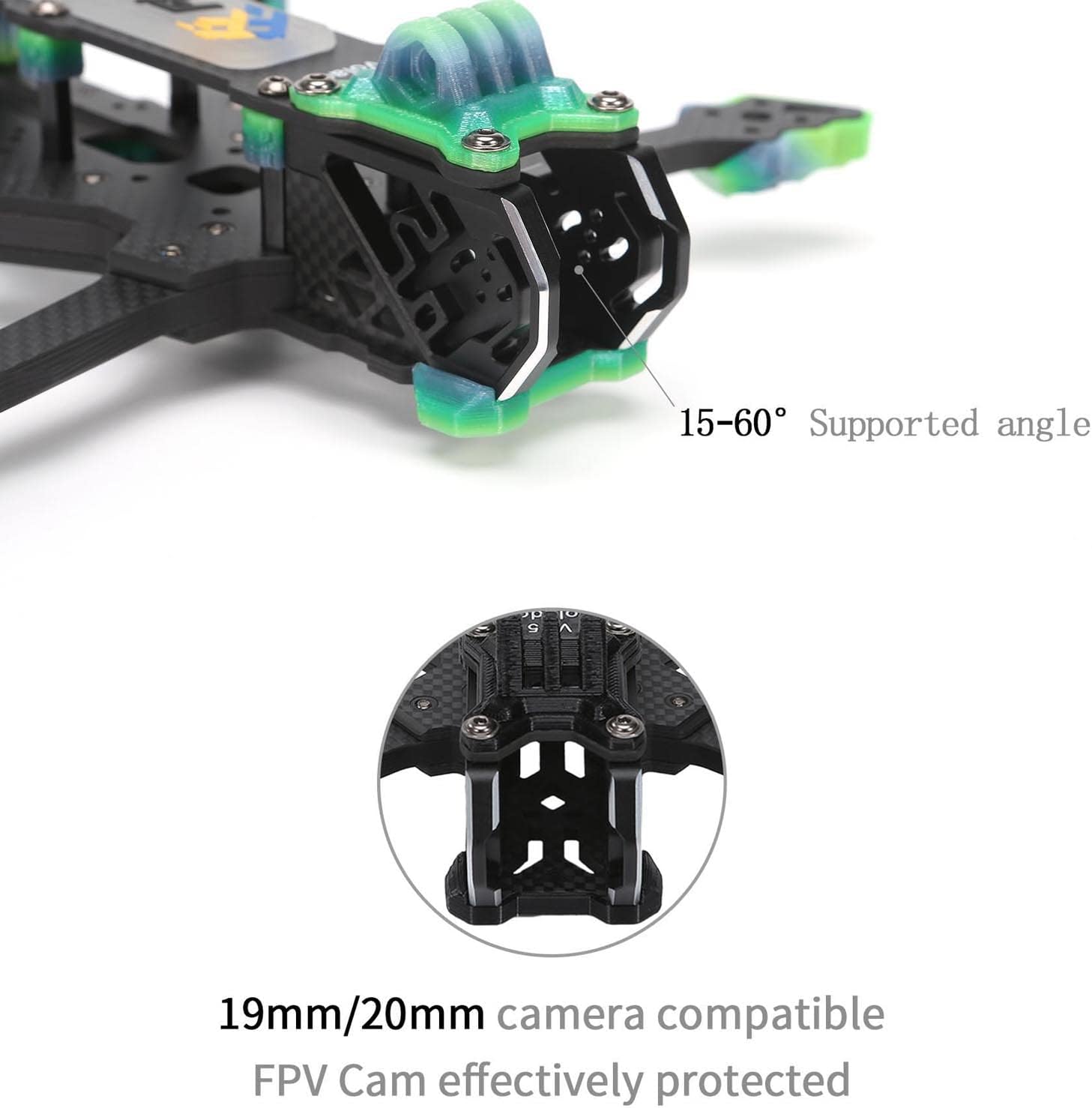 Volador VX5 RC FPV Drone Quad Frame Compatible forDJI O3 Air Unit Caddx Vista T700 Carbon Fiber 6mm Arm 5 Inch Cinematic Quadcopter HD Squashed X Freestyle w/TPU Parts HQProp S5 Props (Black)