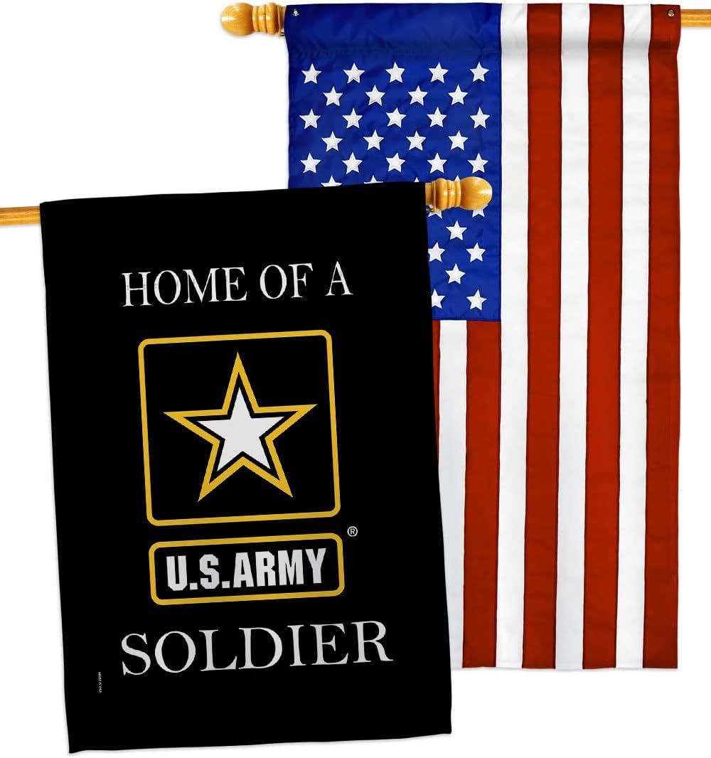 US Army Army Soldier House Flag Pack Armed Forces Rangers United State American Military Veteran Retire Official Applique Decoration Banner Small Garden Yard Lawn Proch, 28 x 40 inch, Made in USA