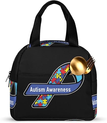 Miniatura 3 de Lonchera con cinta de conciencia sobre el autismo para mujeres y hombres, bolsa de almuerzo aislada, bolsa de almuerzo reutilizable, contenedor de