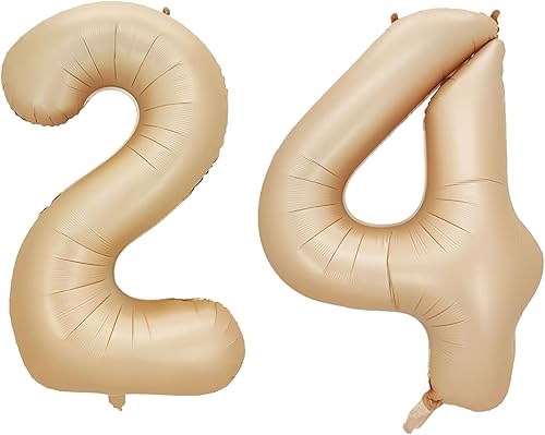 YFHVJTKO Globos de papel de aluminio de 40 pulgadas con el número 24, decoraciones para fiesta de cumpleaños número 24, boda, despedida de soltera,