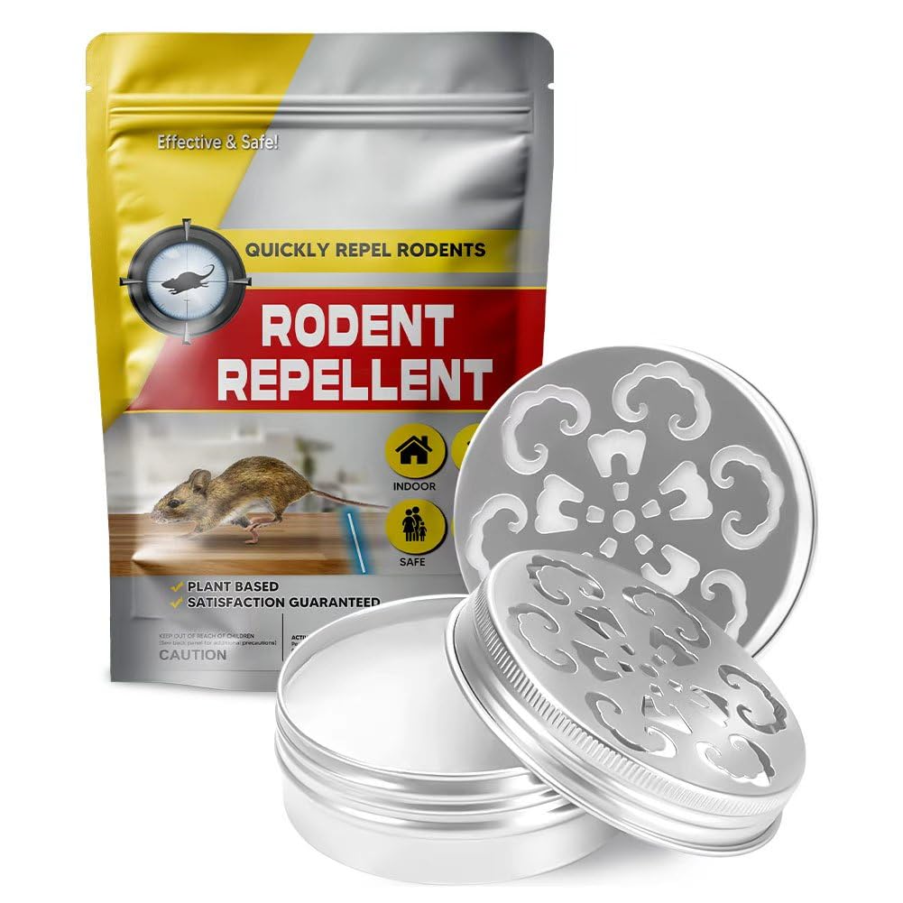 Rodent Repellent, Natural Mice Repellent, Keep Rodents Away from Garages, Car Engines, Under Hood and RVs, Peppermint Rat Repellent, Lasting Protection, Easy to Use, Better Than Ultrasonic, 2 Packs