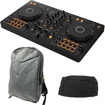 Pioneer DJ Controller DDJ-FLX4 + DJ Back PLUS-02 Gray + Dust Cover Set  Compatible with rekordbox/Serato DJ Lite DDJ-400 successor model