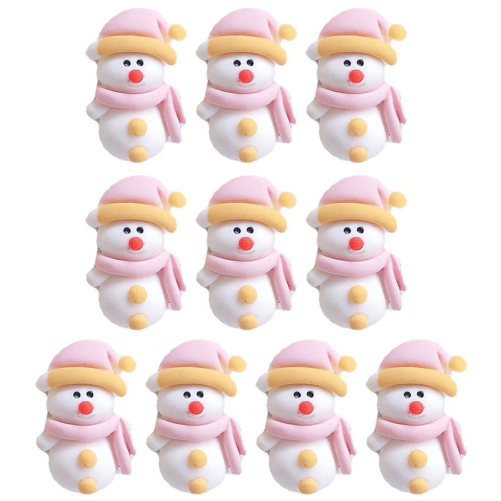 Bemvp Snowman Resin Pendants 10Pcs Cartoon Flat Back Charms Cute Ornaments Diy Phone Crafts Scrapbooking Decoration