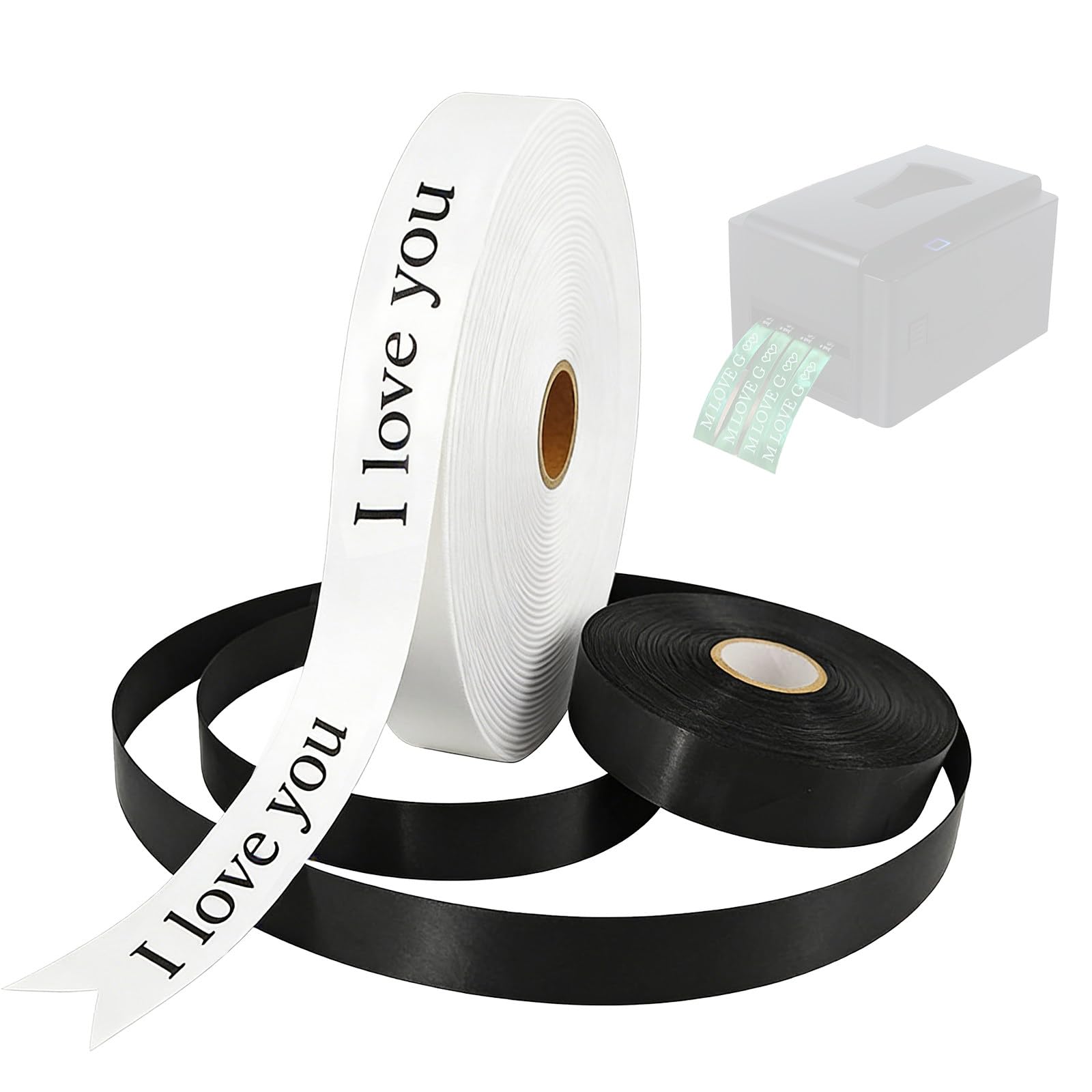 2 Cintas de satén de 200 m para impresoras de Cinta, 20/25/30/35/40 mm, Cinta de poliéster, para Envolver Regalos, Regalos de Fiesta, Baby Shower y decoración Floral. 40mm×200m-White