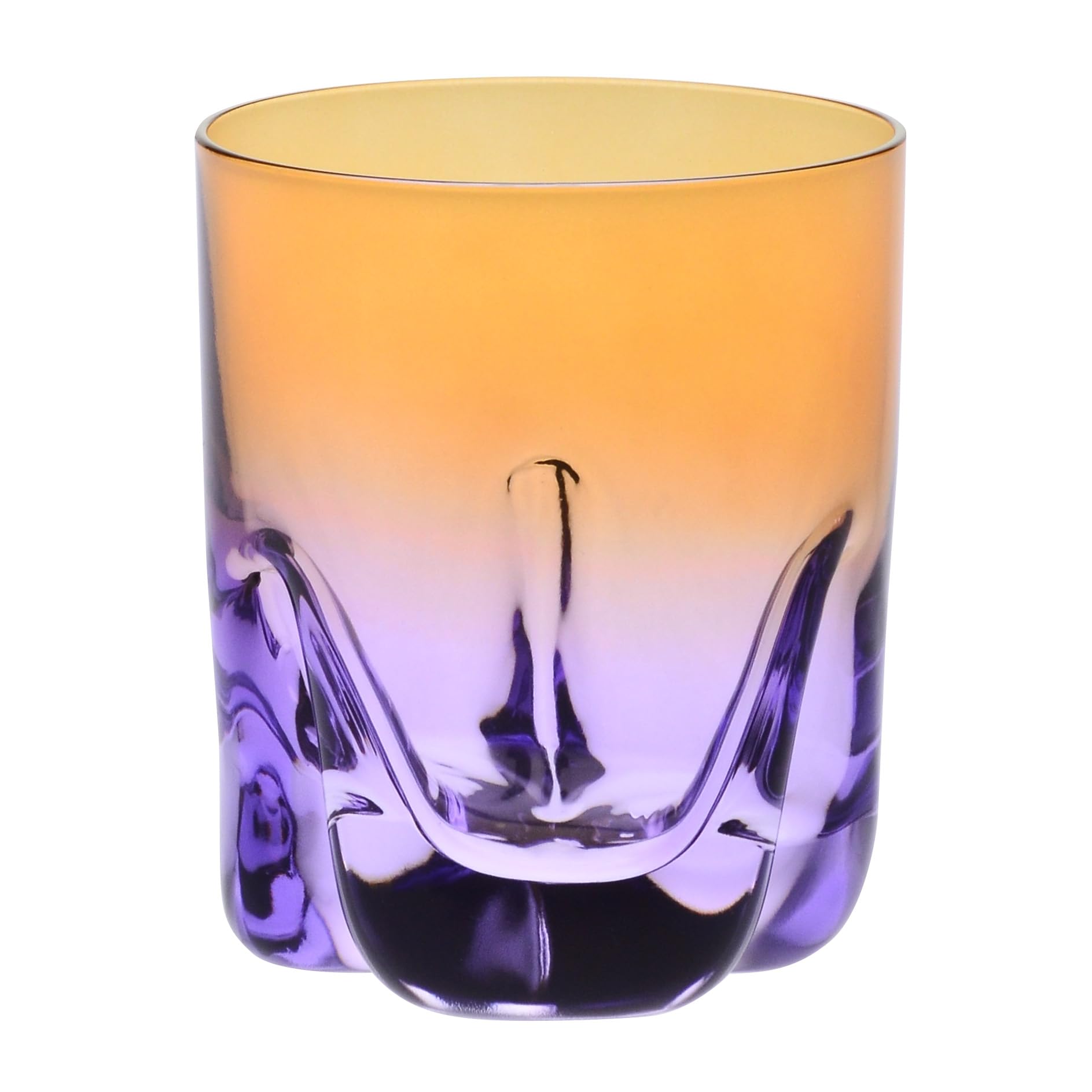 Krosno – Vasos de Whisky, Bebidas y Cócteles 250 ml – Set de 4 unidades en 4 colores únicos – Colección Aurora – Cristal sin Plomo – Pintados a Mano