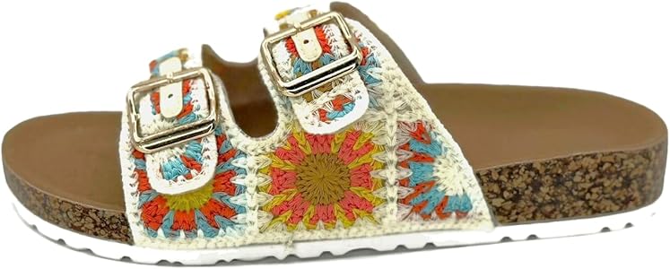 Amazon.com | TruFox Women's Crochet Double Strap Flat Sandals with