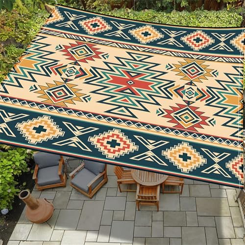 Highdi Mehrfarbiger Bohème Sonnensegel Wasserdicht UV Schutz,Terrasse Garten Camping Sonnensegel Rechteckig,Schnelltrocknend Balkon Sonnenschutz Segeltuch mit Ösen und 4 Seil (Bunt,1,5x1,5m)