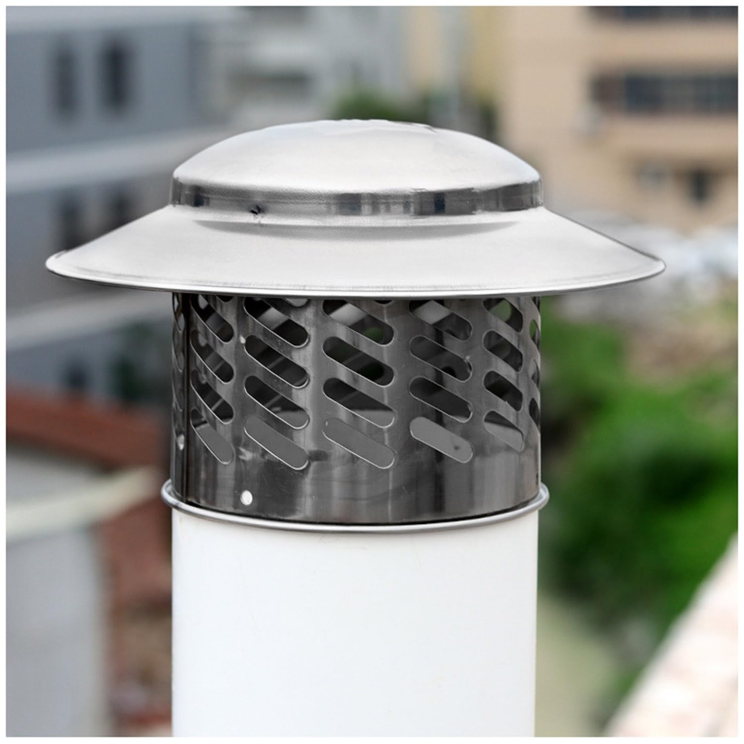 YFBCMXSKG Round Chimney Cap, Chimney Rain Caps, Stove Pipe Topper,Galvanized Steel Fireplace Chimney Cover, 2.95'' 4.3'' 6.3'' 7.9'',Silver(6.3in)