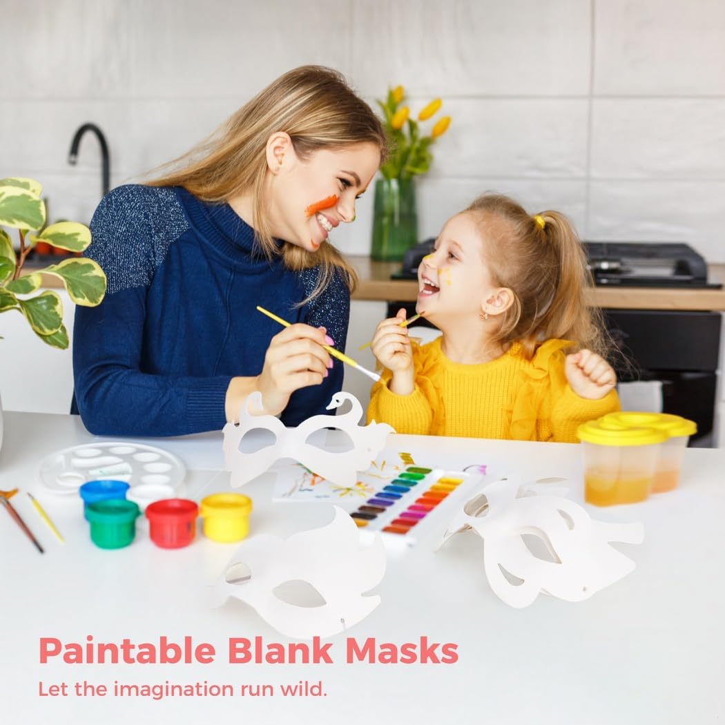 36 Pcs Blank Masquerade Masks, 6 Styles Half-Face Paper Pulp Diy Masks, Ready For Custom Artwork For Parties & Events