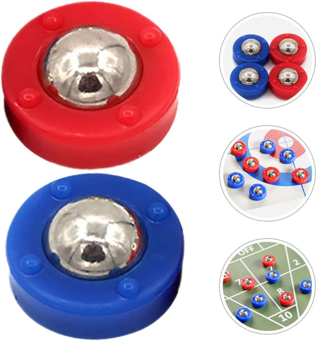 20pcs Shuffleboard Pucks and Rollers Set Mini Tabletop Shuffleboard Replacement Pieces Blue and Red for Family Game Room Casual Activity Equipment