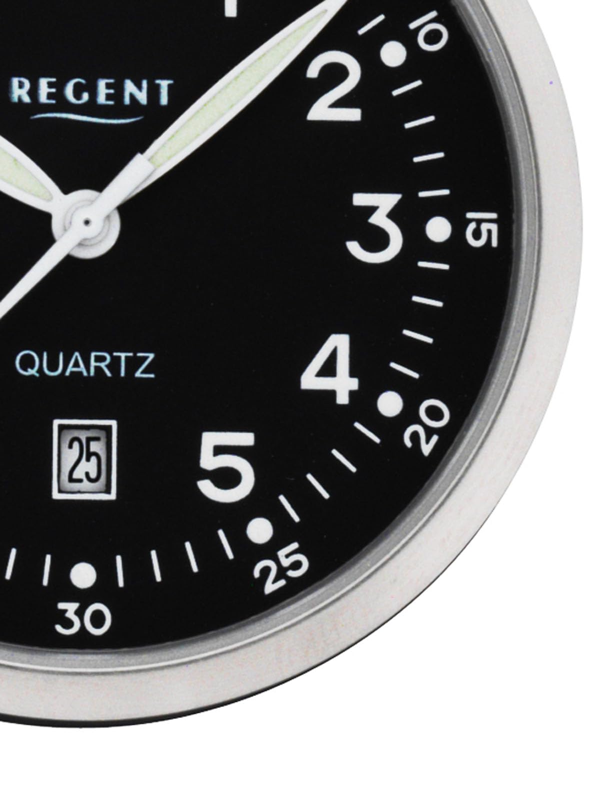 REGENT Herren Taschenuhr aus Edelstahl 43 MM Durchmesser mit einem Miyota Quarzwerk Flaches Mineralglas in verschiedenen Varianten