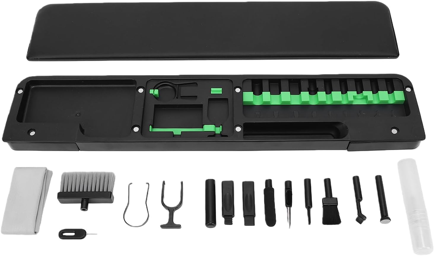 Ergonomic Keyboard Wrist Rest with Cleaning Kit Essential Desk Accessory Includes Specialized Tools for Charging Ports Webcams Headphones and Laptops QS22