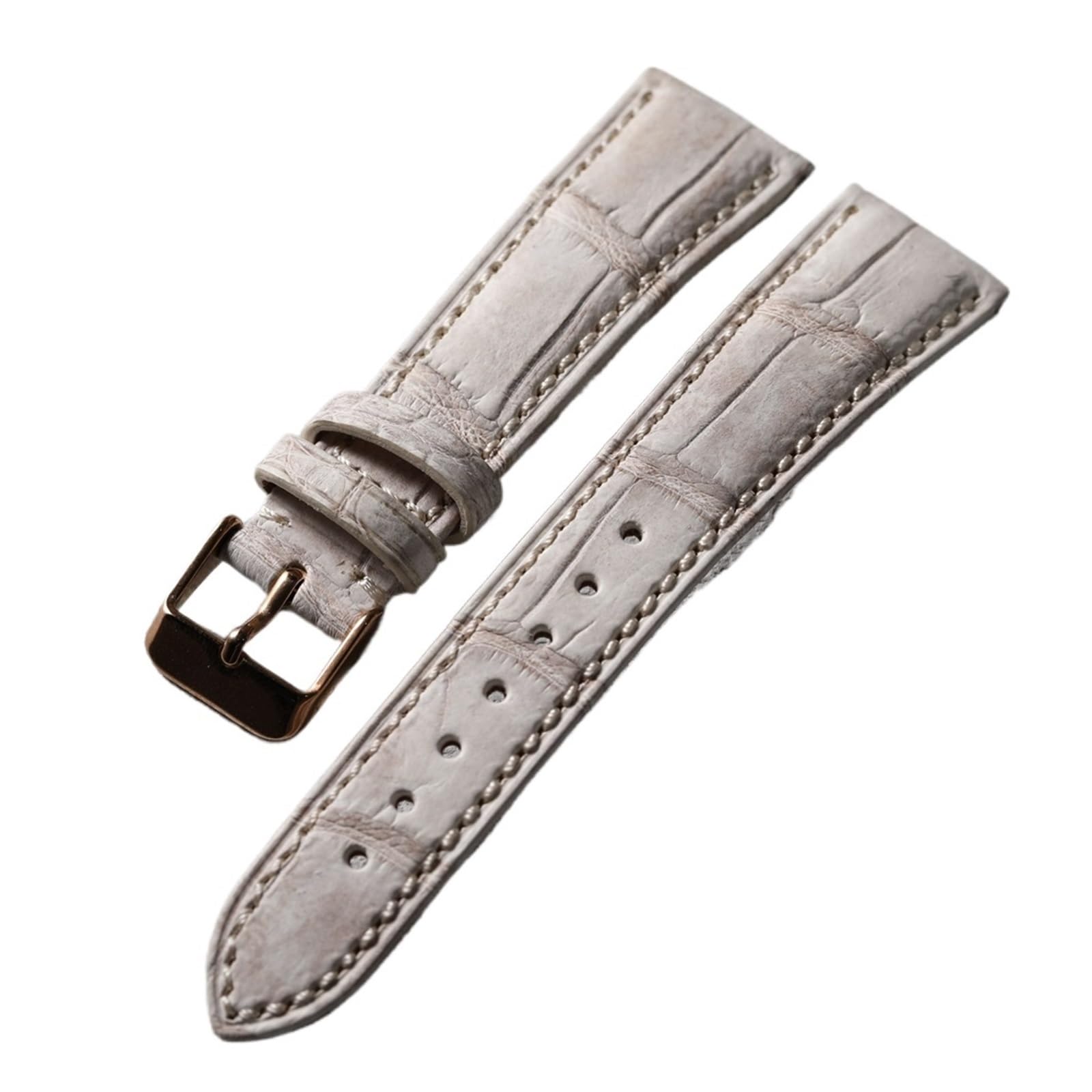 Generico Cinturino in pelle bianca fatto a mano 20MM*16MM grigio cinturino da orologio uomo a sgancio rapido