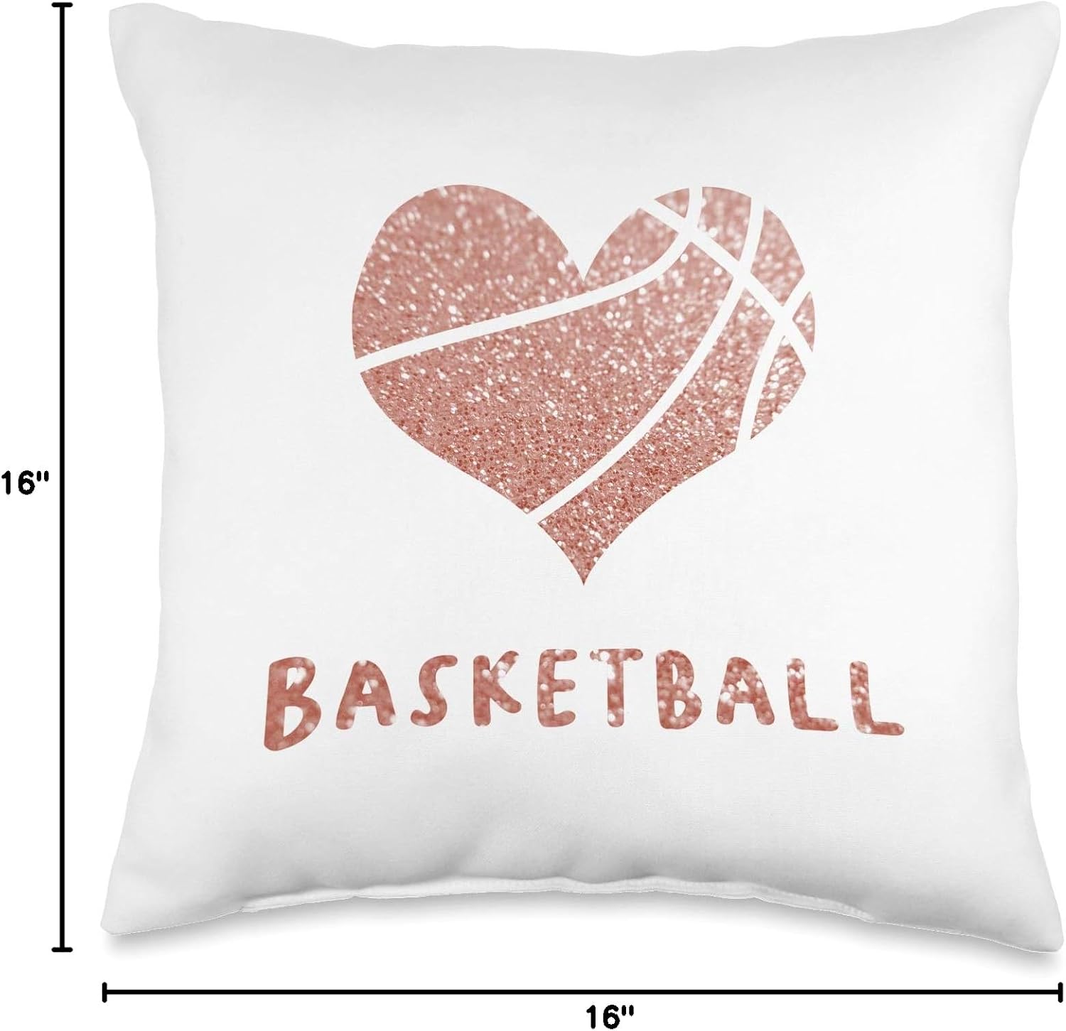 Rose Pink Basketball Ball Heart Cute Valentines Day Throw Pillow