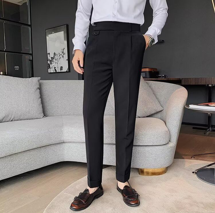 Men's Slim Dress Pants Pleat-Front Summer Casual Trouser High Waist Business Suit Pants Long for Men4