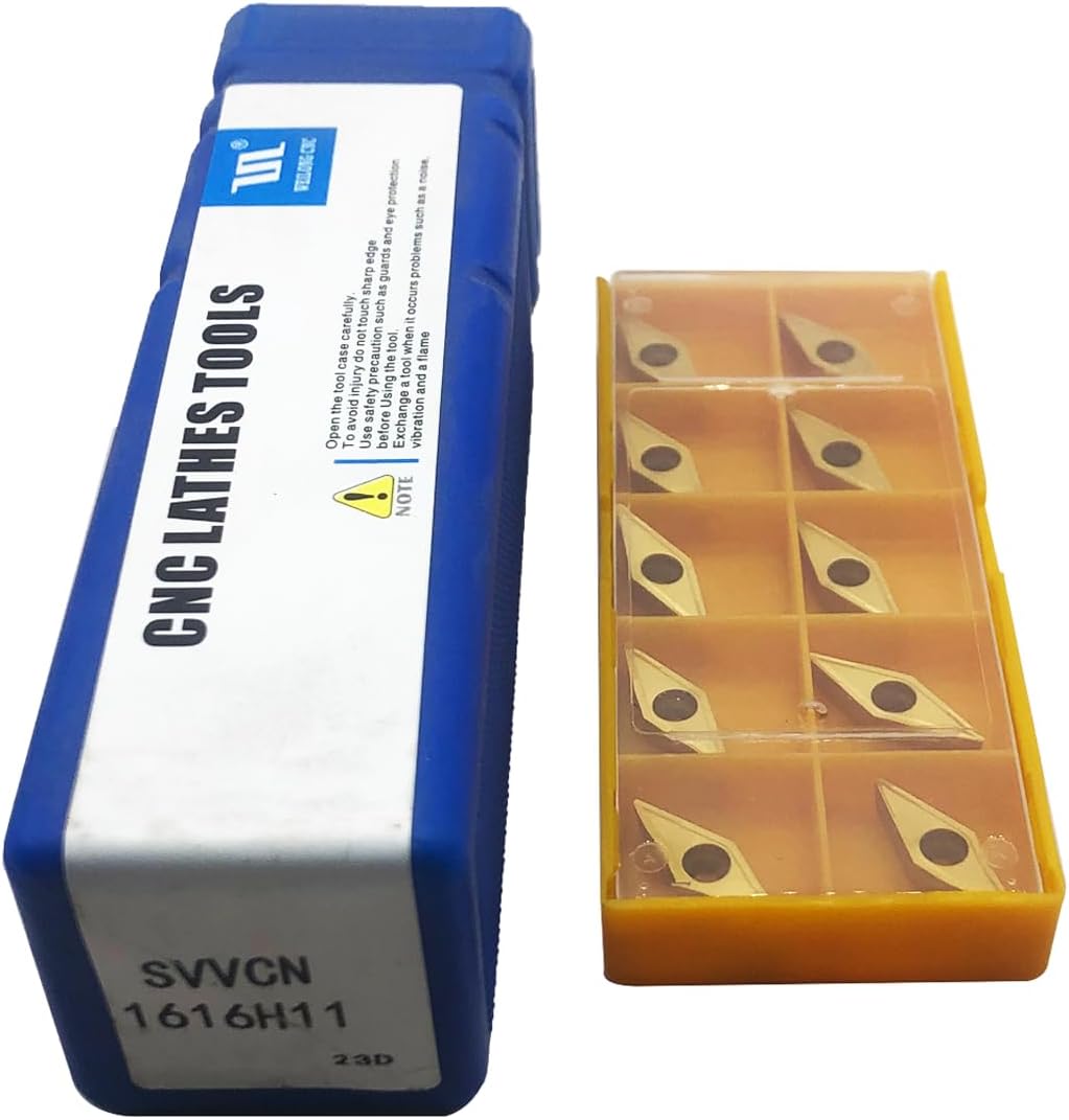 5/8" Indexable Metal Lather Turning Tool Holder Boring Bars SVVCN1616H11 with VCMT110304/VCMT32.51 Carbide Turning Inserts,VCMT Insert Mutilayer Coated CNC Lathe Replacement Cutters Inserts