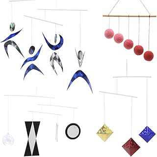 Four Classic Montessori Visual Mobiles, Munari, Octahedron, Gobbi, Dancers, Optional Gobbi Colors, Blue, Green, Pink (4 Mobiles with Pink Gobbi)