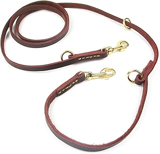 2.3m/90.55in/7.5ft Leather Dog Leash, Leather Leash Hands Free Leash Dog Rope Dog Training Leash for Small, Medium and Large Dogs