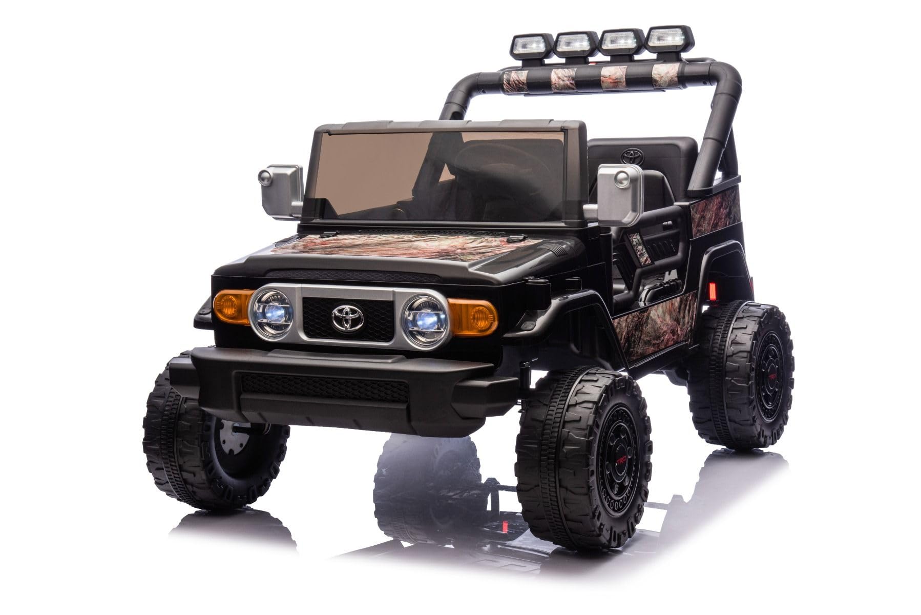 RIRICAR 4x4 Voiture électrique Enfants 2 Places Toyota FJ Cruiser XXL, sous Licence, Noir Sable, Batterie Lithium Portable, châssis surélevé, Deux sièges, Suspension arrière, lumières LED
