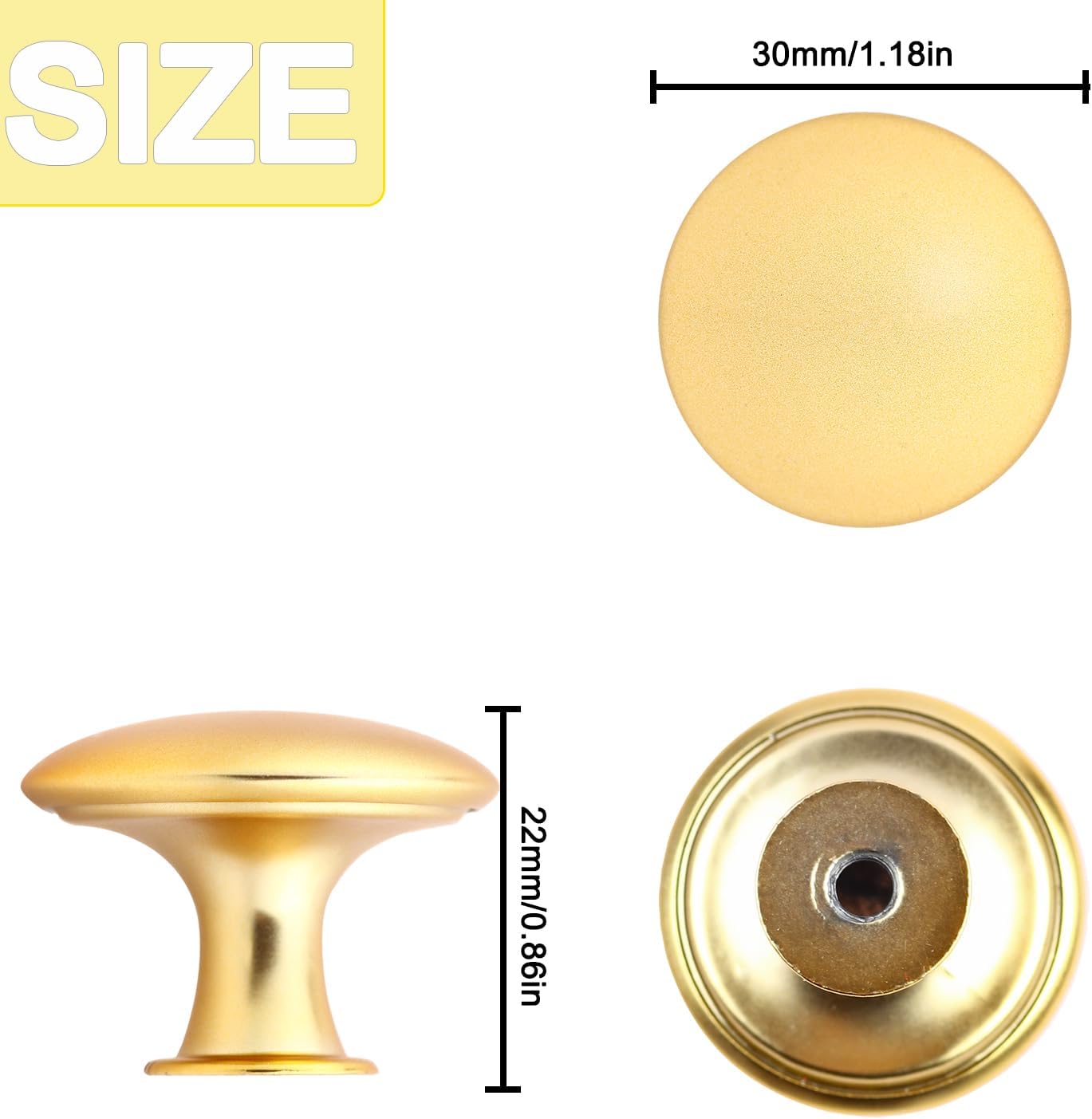 20 Pack Frosted Golden Kitchen Cabinet Knobs Round Drawer Pulls image 2