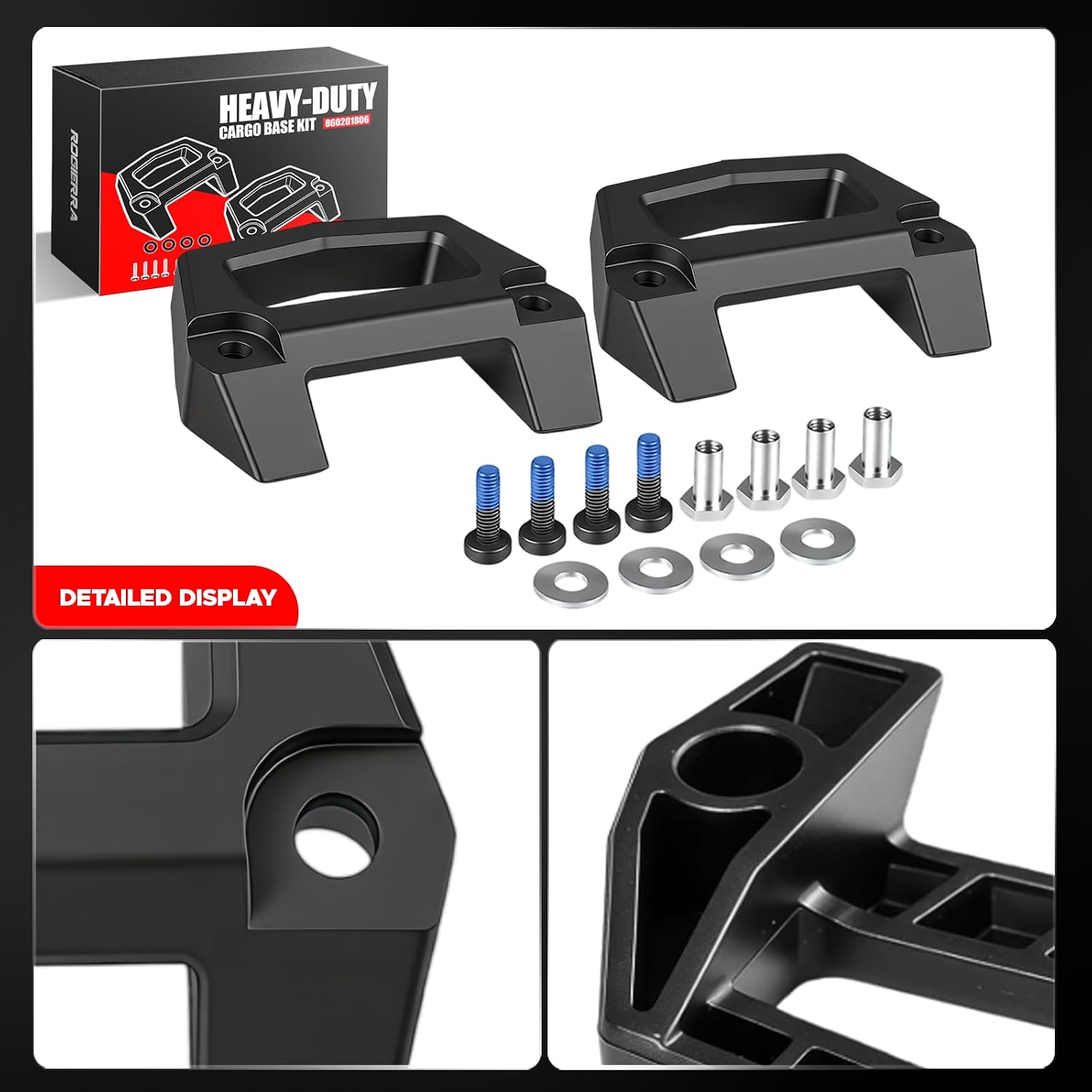 Rogierra Snowmobile Cargo Bases and Hardware Rack Brackets Kit (2-Pack) - Cargo Rack Accessories for Snowmobile, Watercraft, ATV, UTV