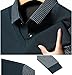 Fastoneby Men's Faux Two-Piece Long Sleeve Top, Long Sleeve Striped Lapel Knitted Shirt for Men (Black,L)