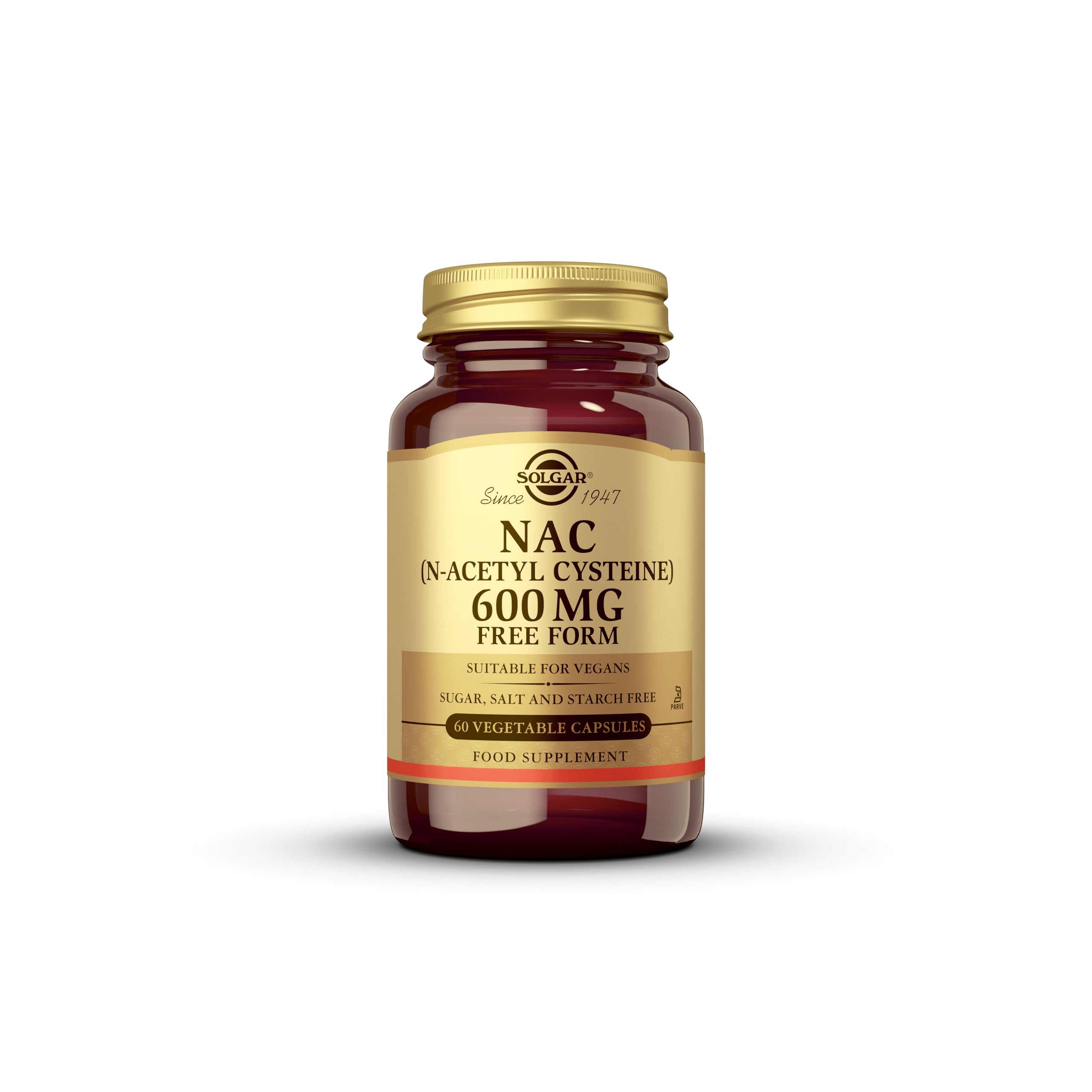 SolgarNAC (N-Acetyl-L-Cysteine) 600 mg Vegetable Capsules - Pack of 60 - Healthy Skin, Hair and Nails - Vegan