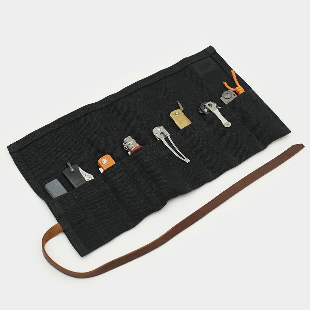 Waxed Canvas Folding Pocket Knife Roll/Case - Made in USA