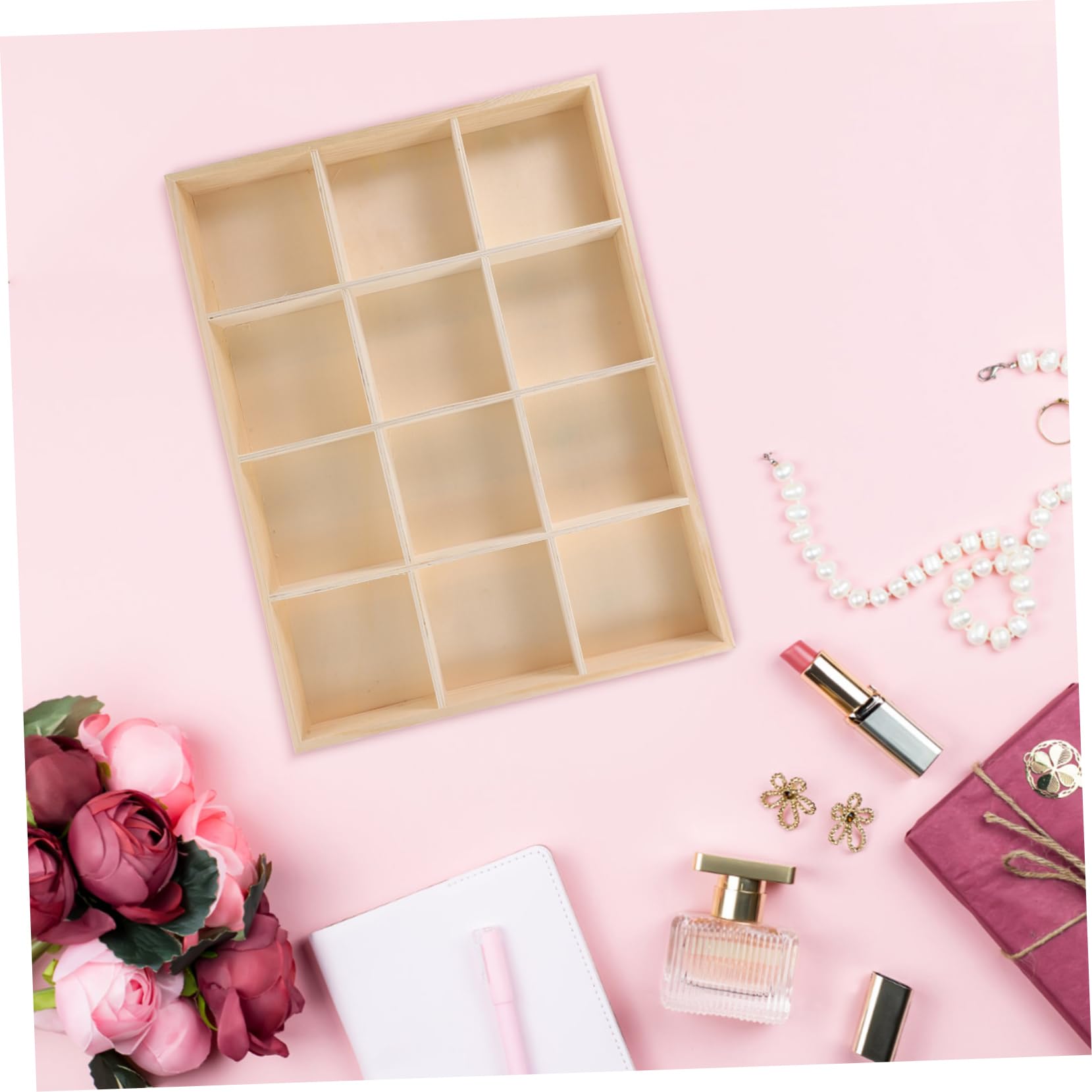 Organizador de Cajas de Exhibición de Madera Multi Compartimento para Almacenamiento Versátil de Joyas y Figuras en Escritorio u Oficina