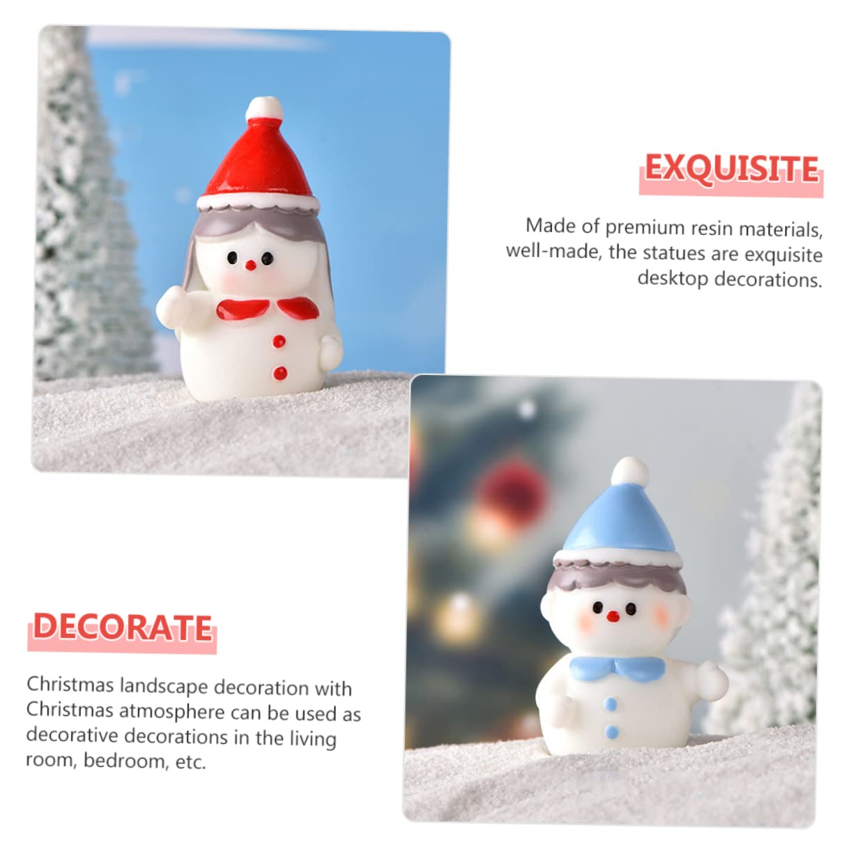 PRETYZOOM 40 Piezas muñeco de Nieve de Resina Centro de Mesa navideño rústico figuritas Decorativas de muñecos de Nieve Christmas Tree Xmas Tree Estatua del muñeco de Nieve Adornos de Resina