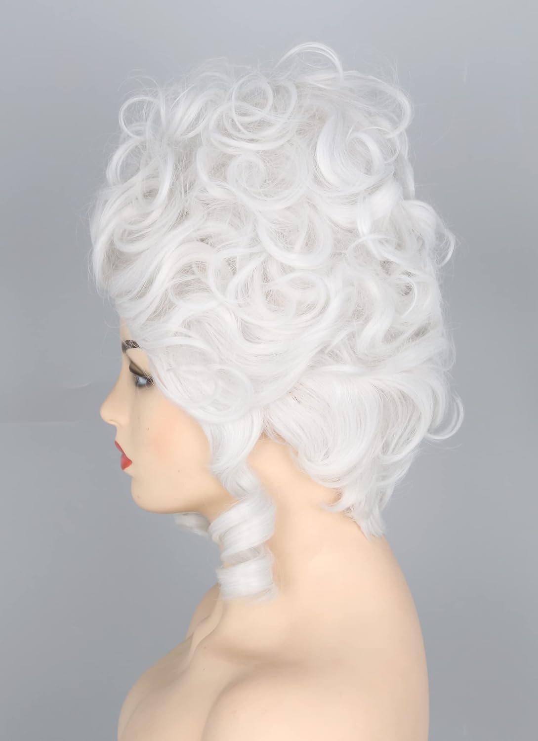 Topcosplay Halloween Costume Party Wigs for Women Girls White Powdered Wig Short Beehive Wigs Renaissance Wig - Image 3