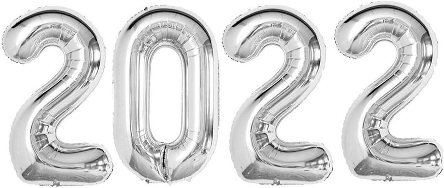 JANOU 2022 Balloons Silver 40 Inch Numbers Helium Foil Balloons for Graduation Wedding Christmas New Year Party Suppliers