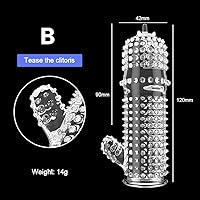 Vista 4 de Funda de silicona para el pene reutilizable, con textura elástica, con tachuelas, juego de mangas elásticas para el pene, anillos para el pene