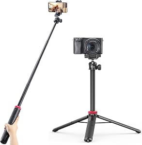 ULANZI MT-44 Extendable Phone Tripod - 43 inch Portable Vlog Camera Tripod Handheld with Ball Head, Tabletop & Travel Tripod for Vlogging/Live Streaming/Video Recording