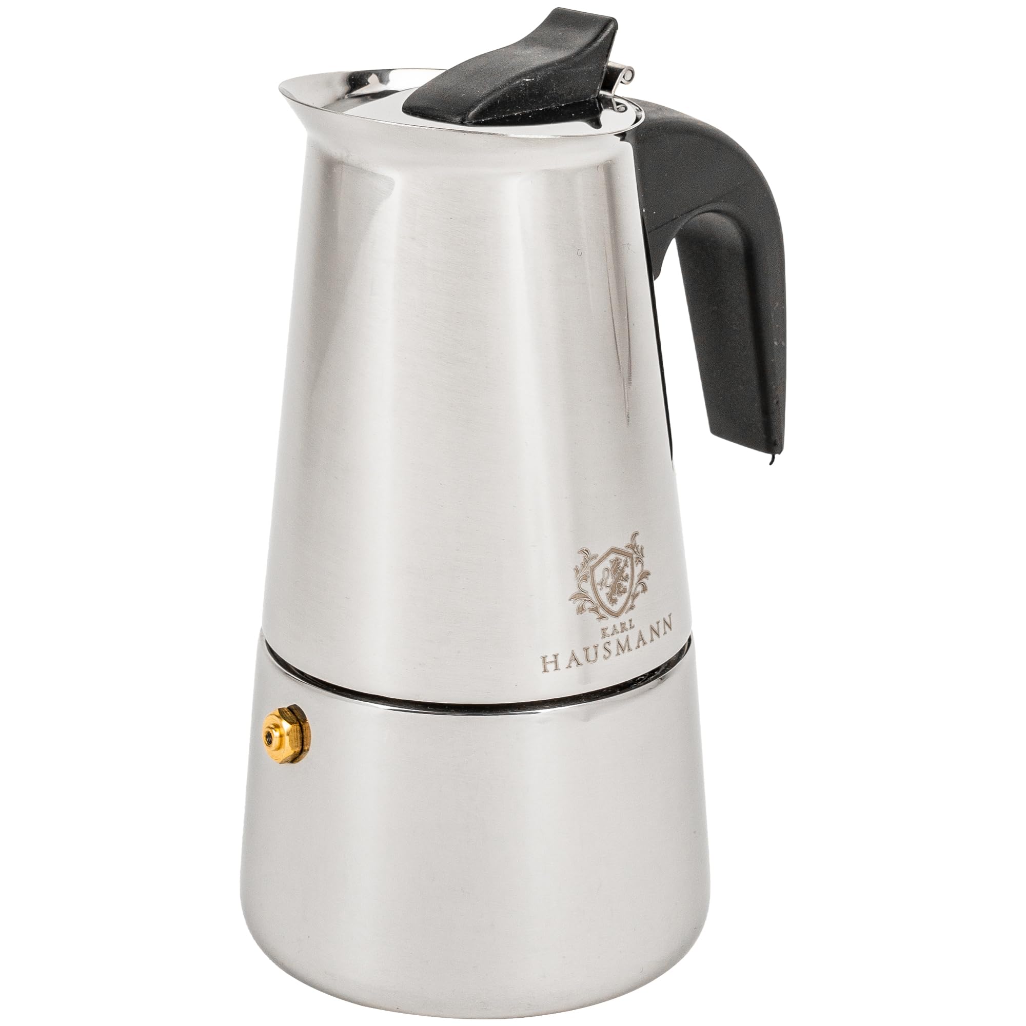 KARL HAUSMANN Kawiarka Indukcja 450 ml 9 Filiżanek - Kawiarka Stalowa Do Espresso I Herbaty, Moka Na Indukcję, Gaz, Kuchenkę Elektryczną I Ceramiczną, Stalowe Wykończenie