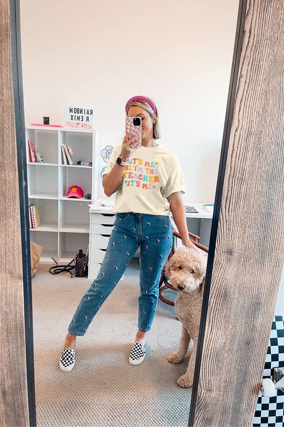 It's Me Hi I'm The Teacher Shirts Women Funny Teacher Life Tshirt Casual Teachers Appreciation Gift Tee Tops - Image 3