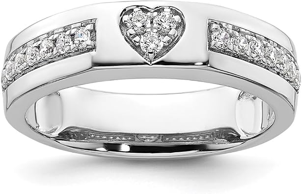 14K White Gold Lab Grown Diamond Complete Heart Wedding Band Ring Size