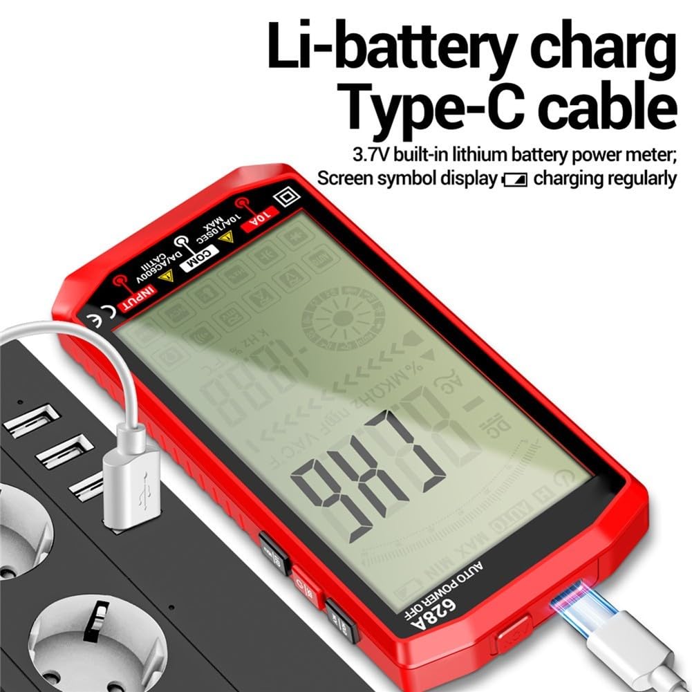 Wiederaufladbares Multimeter für usb-c Messgerät 1000V Wiederaufladbares(628A red)