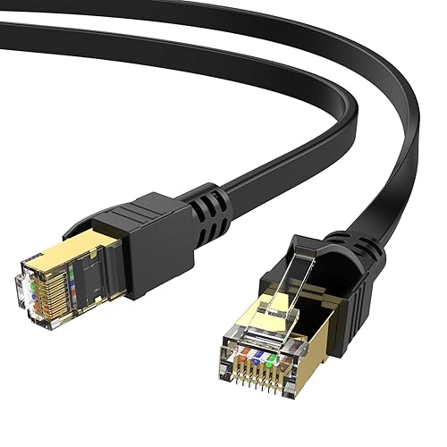 OFNPFTTH Cable Ethernet Cat 8 de 15 pies, cable plano de alta velocidad para Internet para exteriores e interiores, cable de conexión de red LAN