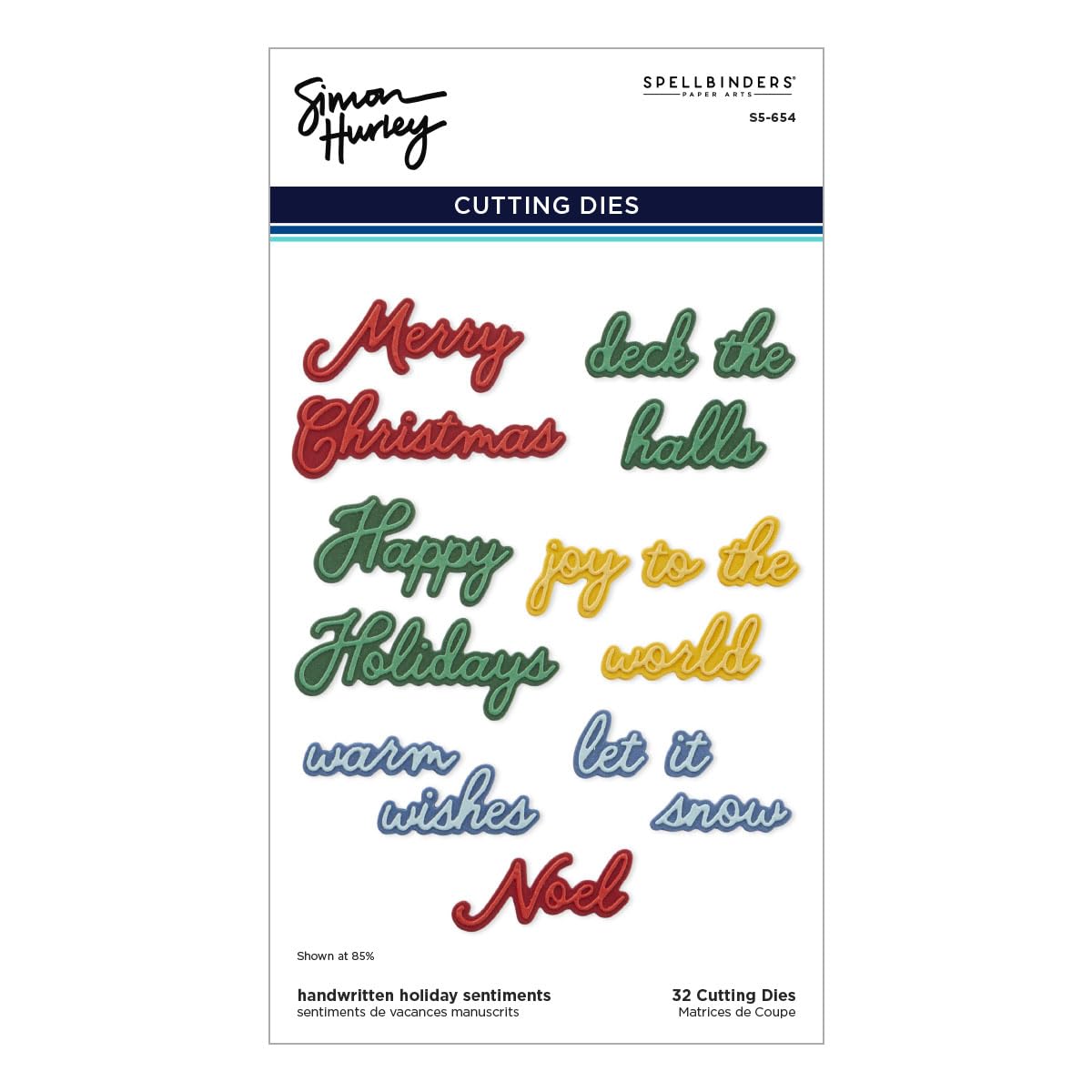 Spellbinders Etched Die by Simon Hurley-Handwritten Holiday Sentiments, Let Snow, Metal, one